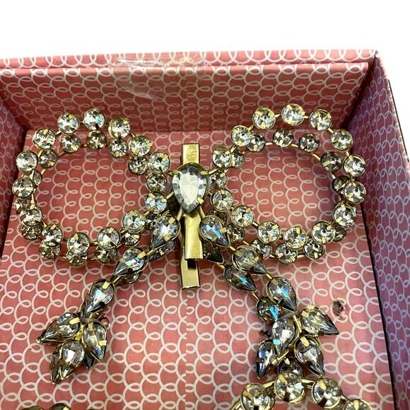 6pc Cupcakes & Cashmere Rhinestone Gold Bow Christmas Tree Clip Ornaments New - Picture 9 of 10